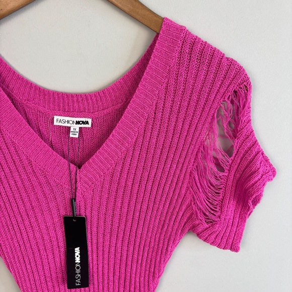 Fashion Nova Distressed Sweater Mini Dress - Picture 5 of 6